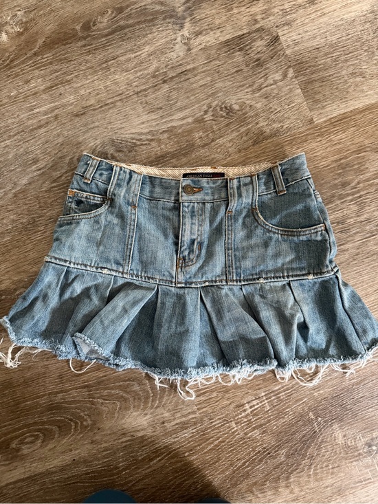 American Eagle Outfitters Dresses & Skirts - Vintage American Eagle Outfitters Light Blue Denim Ruffle Hem Mini Skirt